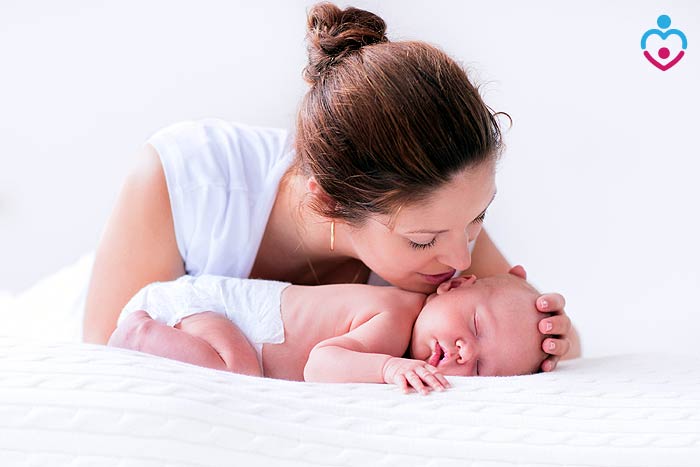 Checking baby for breastfeeding